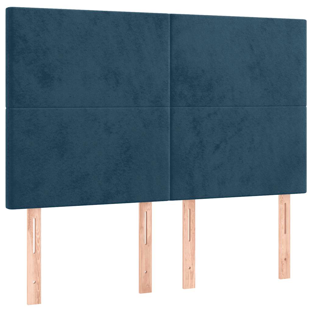 Giroletto a Molle con Materasso Blu Scuro 140x190 cm in Velluto | homemem39