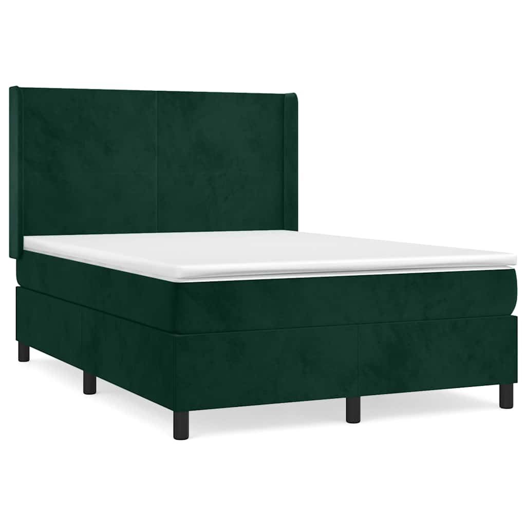 Giroletto a Molle con Materasso Verde Scuro 140x200 cm Velluto | homemem39