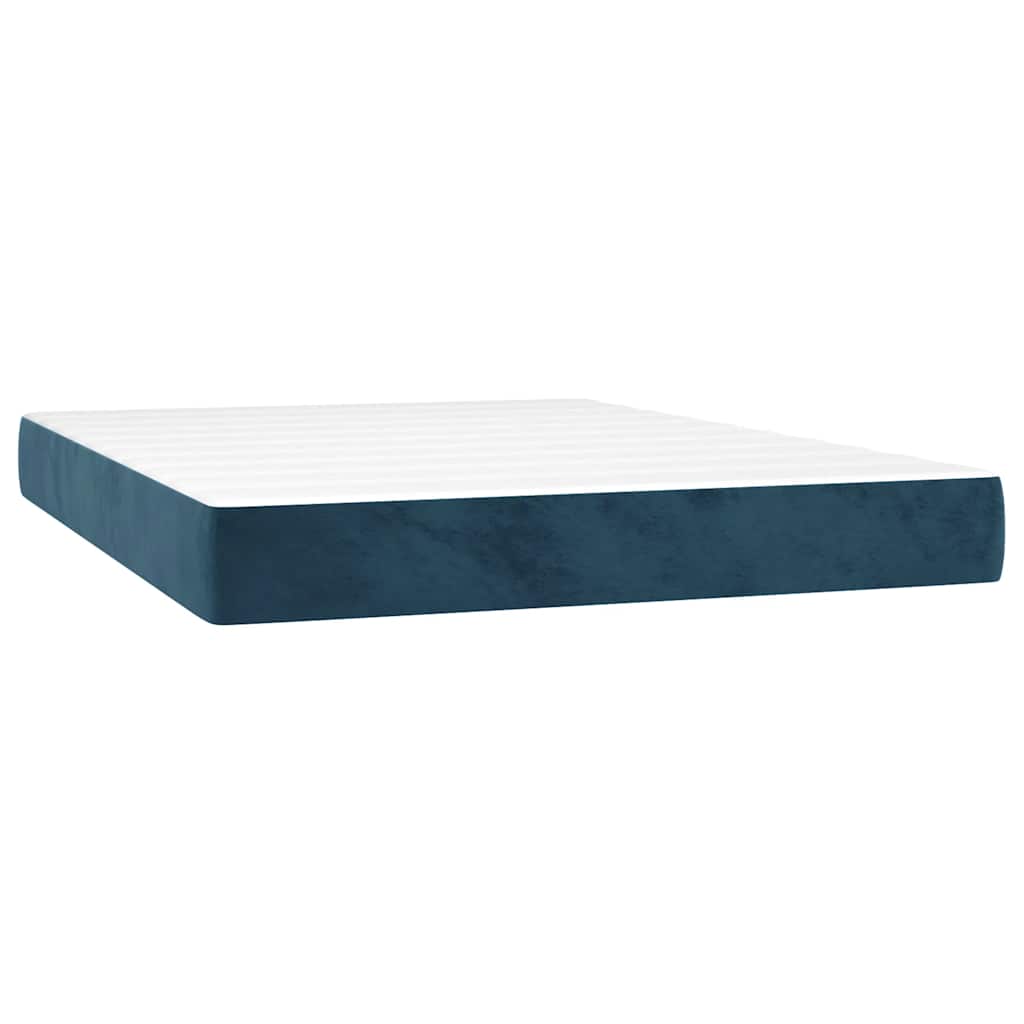 Giroletto a Molle con Materasso Blu Scuro 140x200 cm in Velluto | homemem39