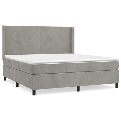 Giroletto a Molle con Materasso Grigio Chiaro 160x200cm Velluto | homemem39