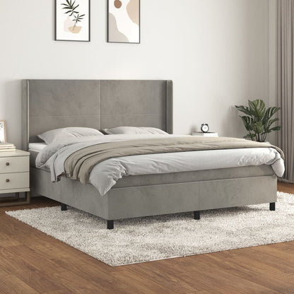 Giroletto a Molle con Materasso Grigio Chiaro 160x200cm Velluto | homemem39