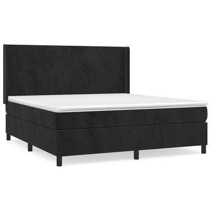 Giroletto a Molle con Materasso Nero 160x200 cm in Velluto | homemem39