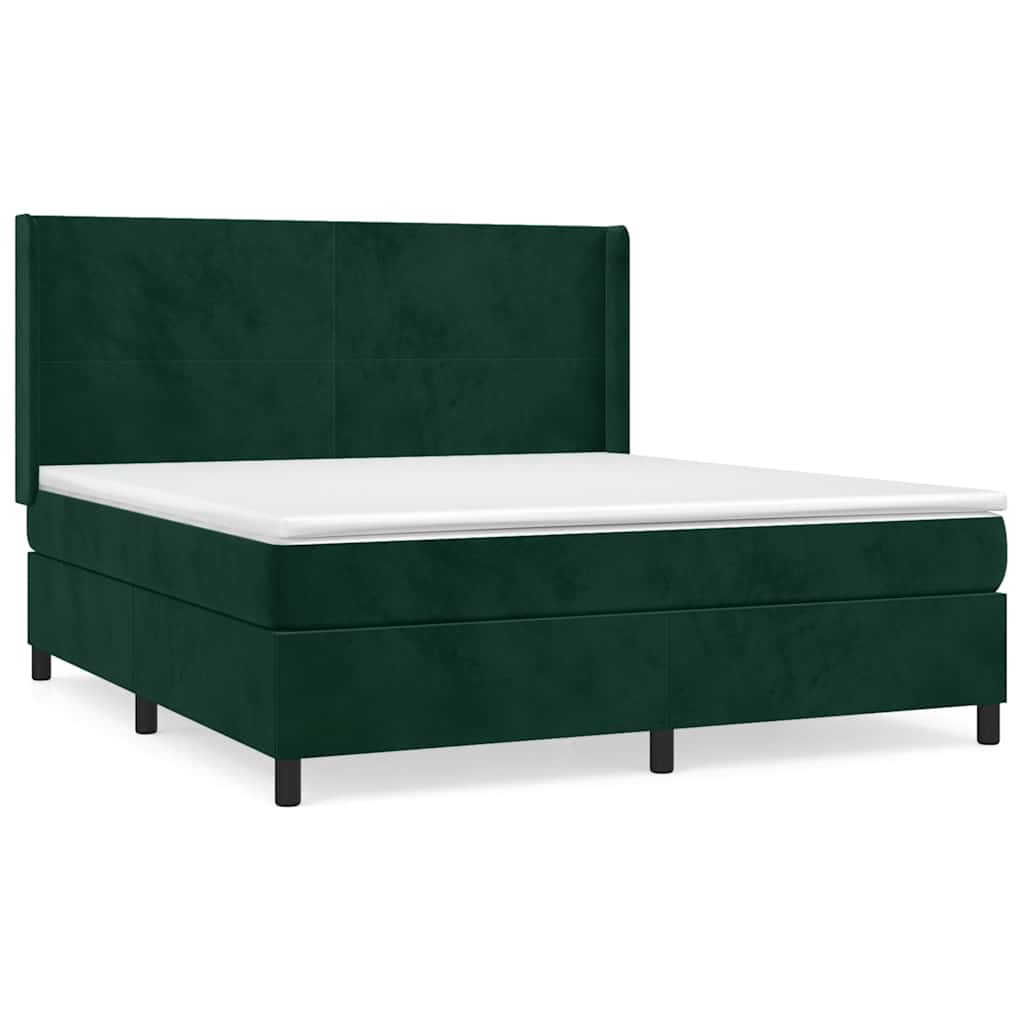 Giroletto a Molle con Materasso Verde Scuro 160x200 cm Velluto | homemem39