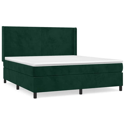 Giroletto a Molle con Materasso Verde Scuro 160x200 cm Velluto | homemem39