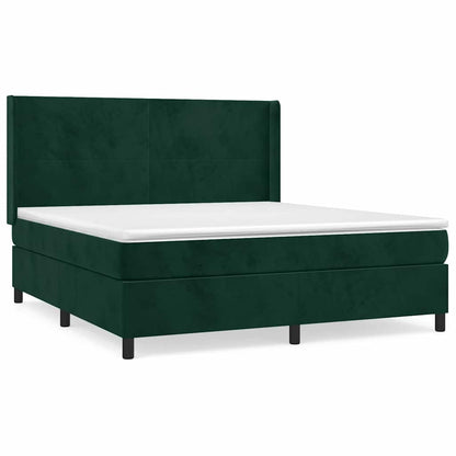Giroletto a Molle con Materasso Verde Scuro 180x200 cm Velluto