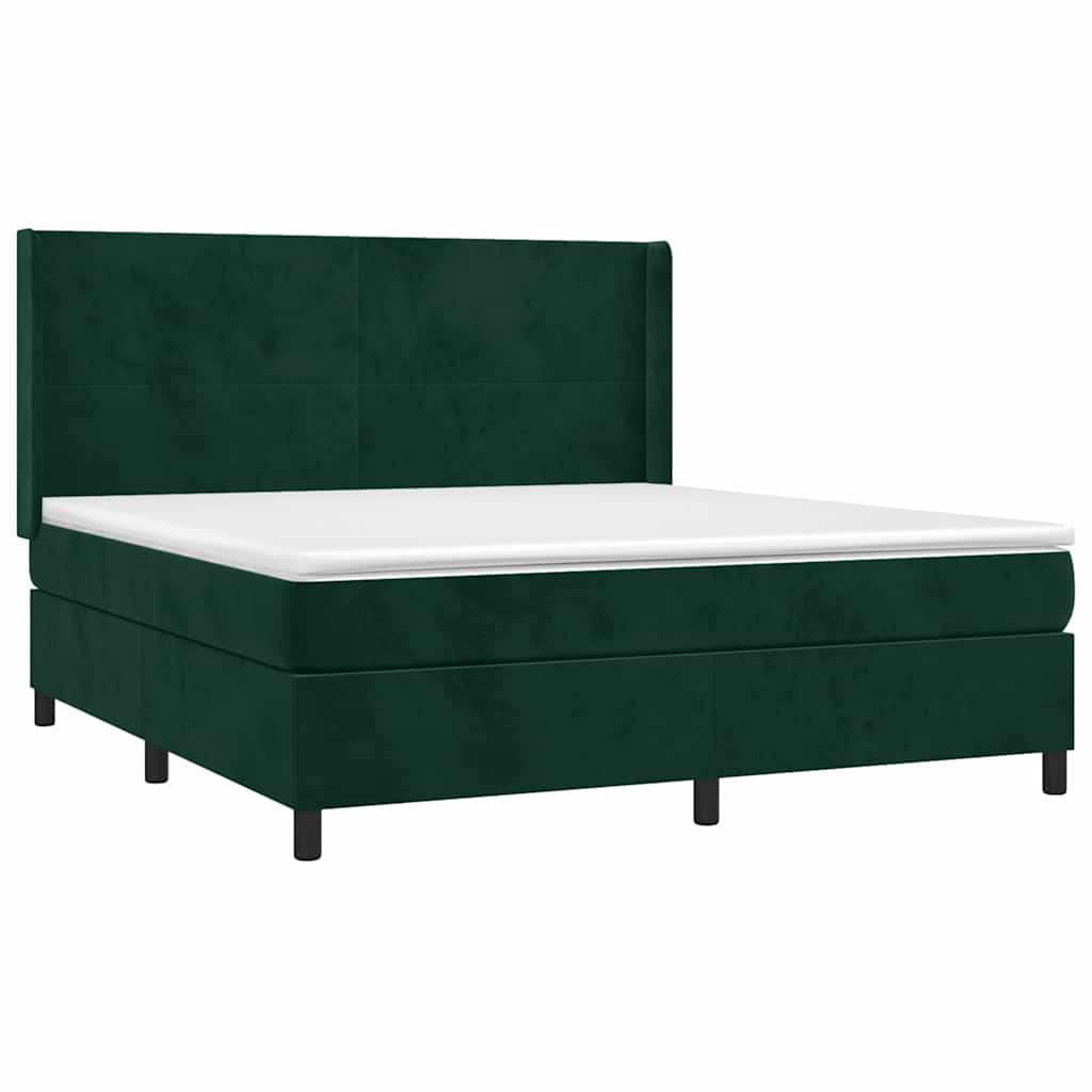 Giroletto a Molle con Materasso Verde Scuro 180x200 cm Velluto