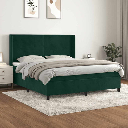 Giroletto a Molle con Materasso Verde Scuro 180x200 cm Velluto | homemem39