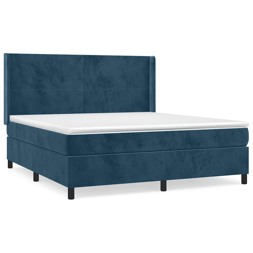 Giroletto a Molle con Materasso Blu Scuro 180x200 cm in Velluto | homemem39