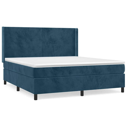 Giroletto a Molle con Materasso Blu Scuro 180x200 cm in Velluto