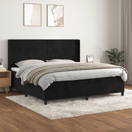 Giroletto a Molle con Materasso Nero 200x200 cm in Velluto | homemem39