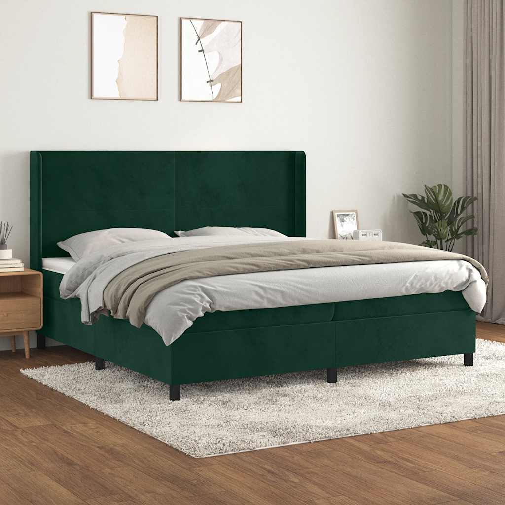 Giroletto a Molle con Materasso Verde Scuro 200x200 cm Velluto | homemem39