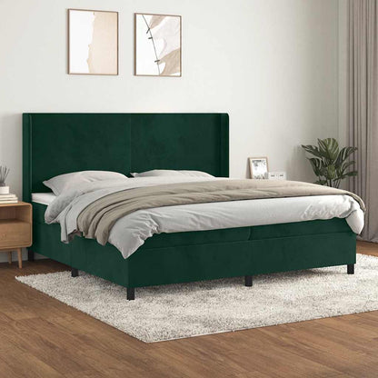 Giroletto a Molle con Materasso Verde Scuro 200x200 cm Velluto | homemem39