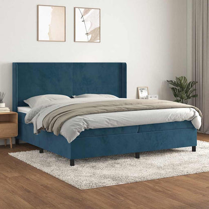 Giroletto a Molle con Materasso Blu Scuro 200x200 cm in Velluto | homemem39