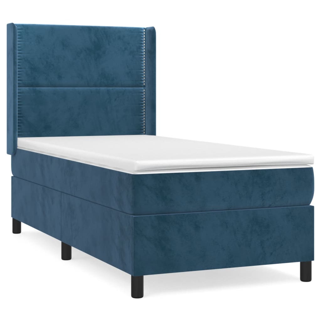 Giroletto a Molle con Materasso Blu Scuro 80x200 cm in Velluto | homemem39