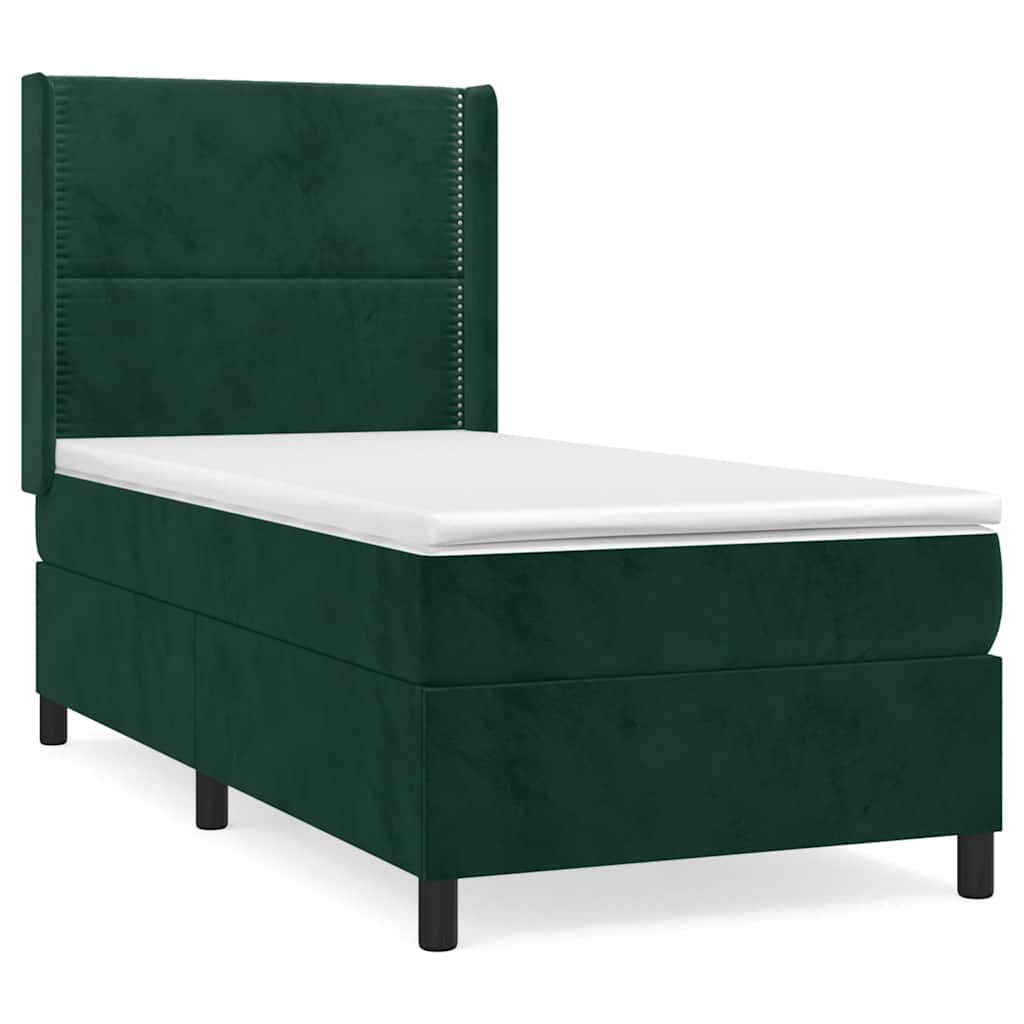 Giroletto a Molle con Materasso Verde Scuro 90x190 cm Velluto | homemem39
