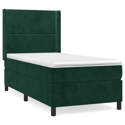 Giroletto a Molle con Materasso Verde Scuro 90x190 cm Velluto | homemem39