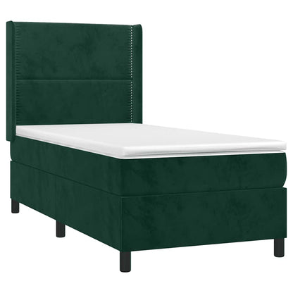 Giroletto a Molle con Materasso Verde Scuro 90x190 cm Velluto | homemem39