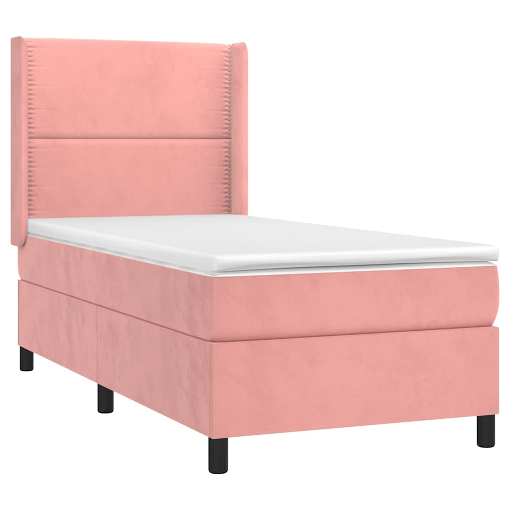 Giroletto a Molle con Materasso Rosa 90x190 cm in Velluto