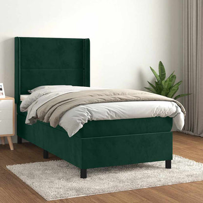 Giroletto a Molle con Materasso Verde Scuro 100x200 cm Velluto | homemem39