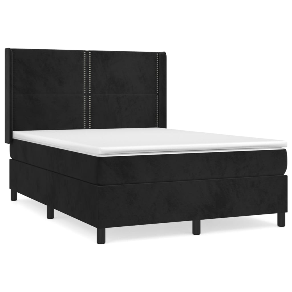 Giroletto a Molle con Materasso Nero 140x190 cm in Velluto | homemem39