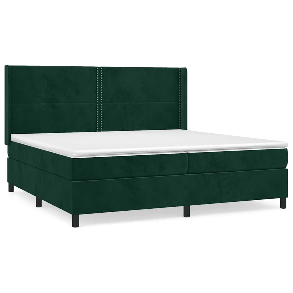 Giroletto a Molle con Materasso Verde Scuro 200x200 cm Velluto | homemem39
