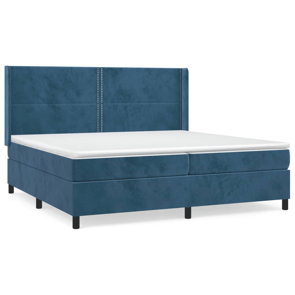 Giroletto a Molle con Materasso Blu Scuro 200x200 cm in Velluto | homemem39