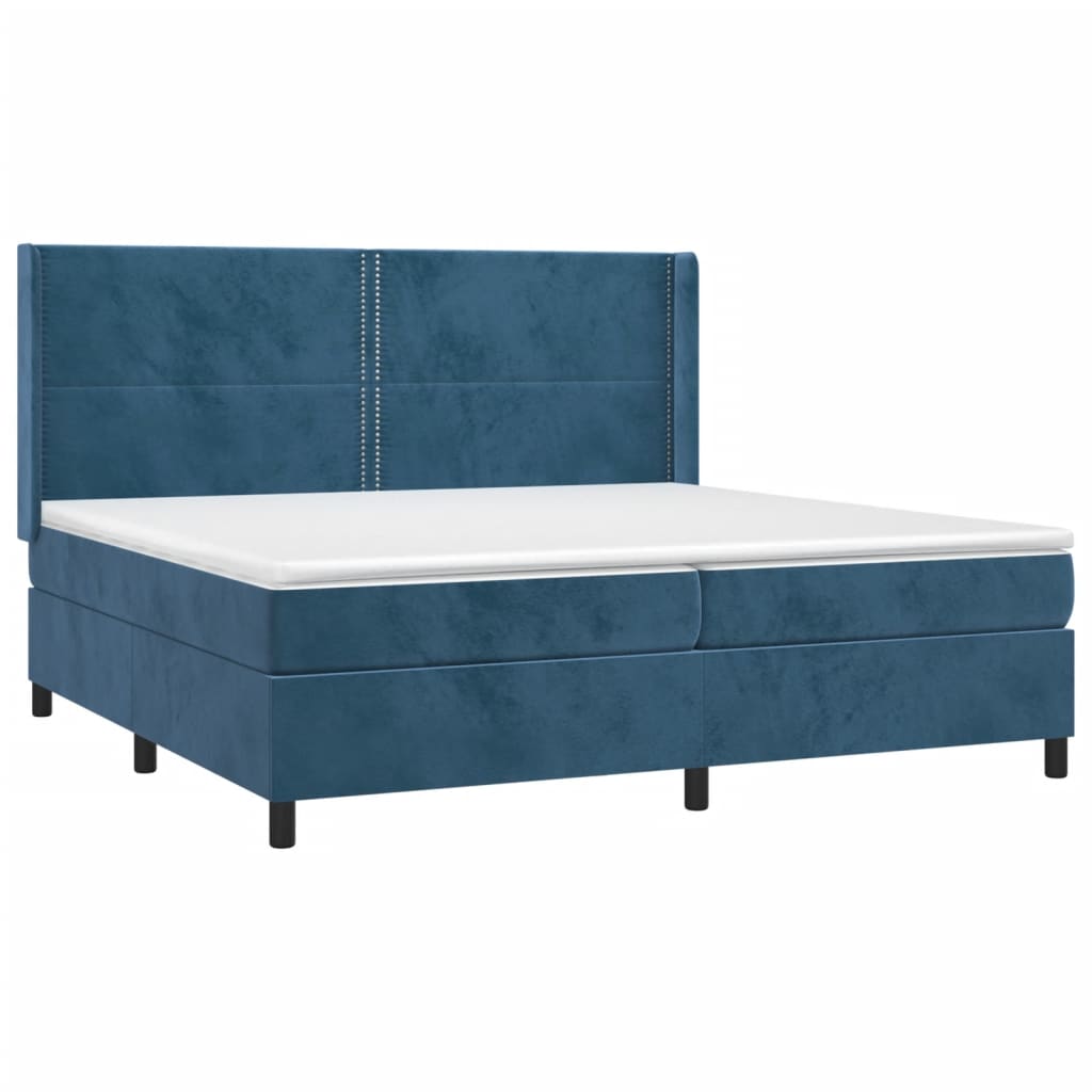 Giroletto a Molle con Materasso Blu Scuro 200x200 cm in Velluto | homemem39