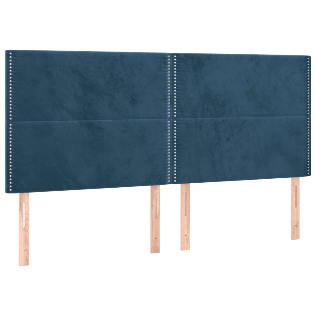 Giroletto a Molle con Materasso Blu Scuro 200x200 cm in Velluto | homemem39