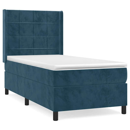 Giroletto a Molle con Materasso Blu Scuro 80x200 cm in Velluto | homemem39
