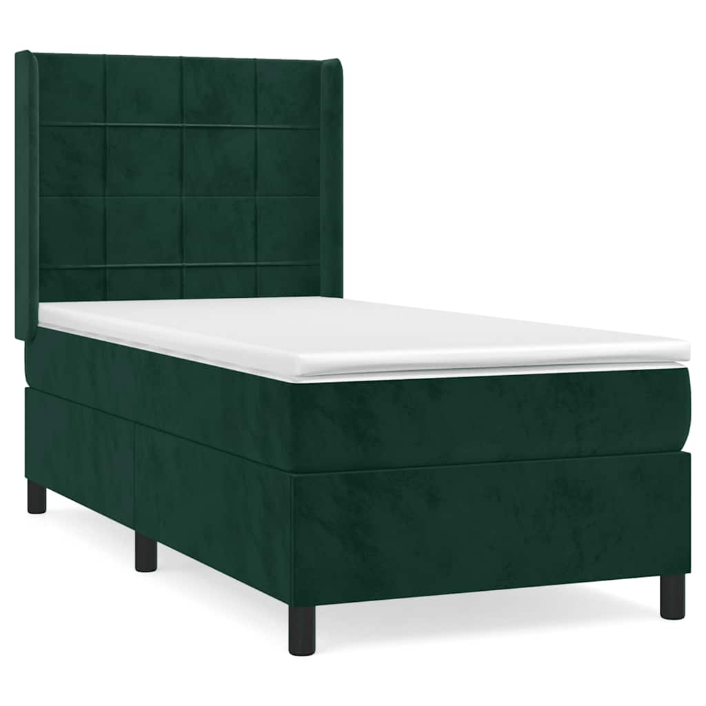 Giroletto a Molle con Materasso Verde Scuro 90x190 cm Velluto | homemem39