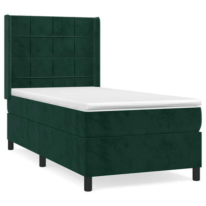 Giroletto a Molle con Materasso Verde Scuro 90x190 cm Velluto | homemem39
