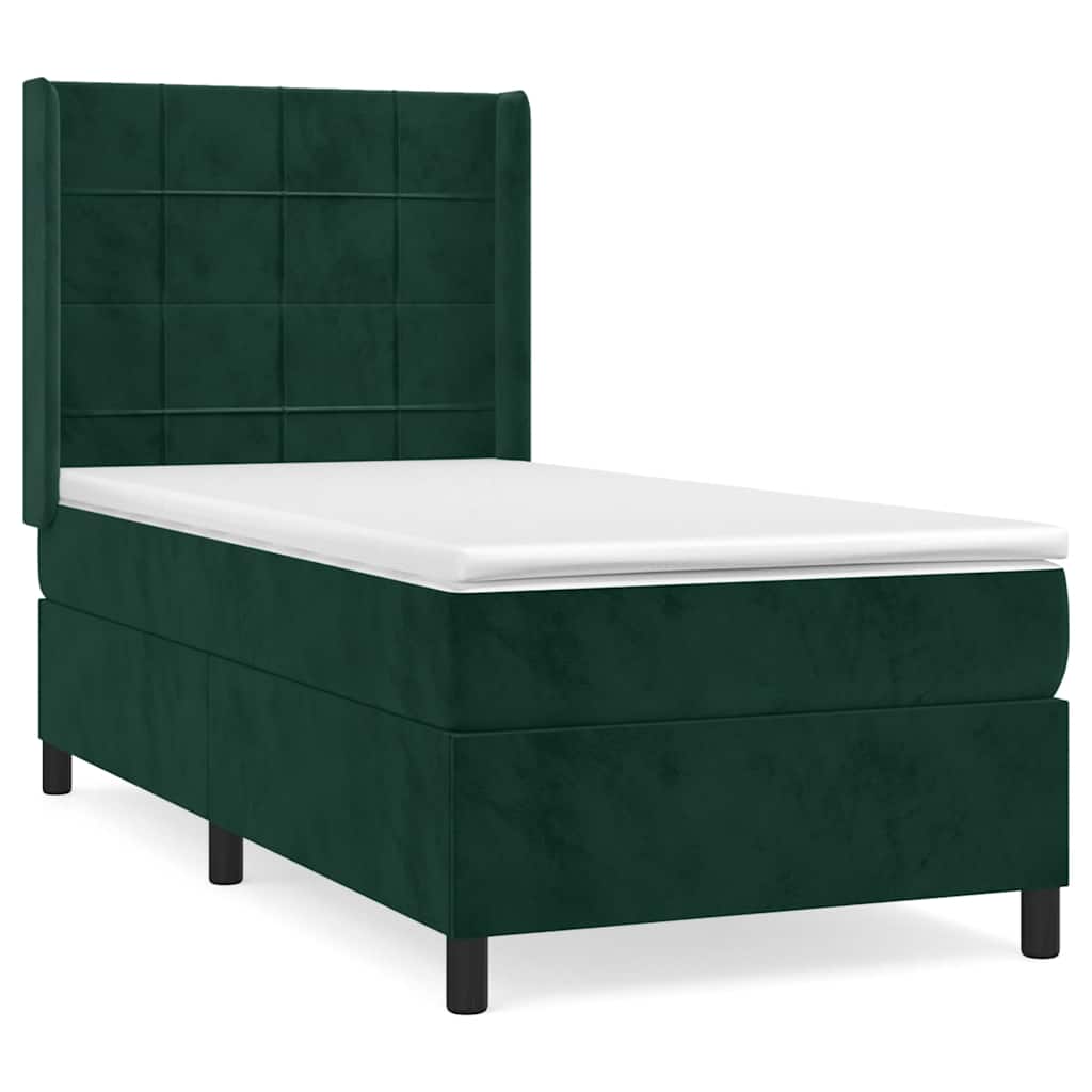 Giroletto a Molle con Materasso Verde Scuro 90x200 cm Velluto | homemem39