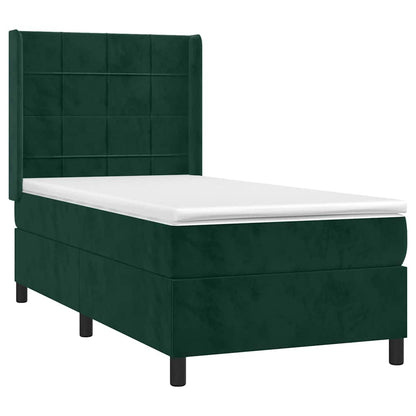 Giroletto a Molle con Materasso Verde Scuro 90x200 cm Velluto | homemem39