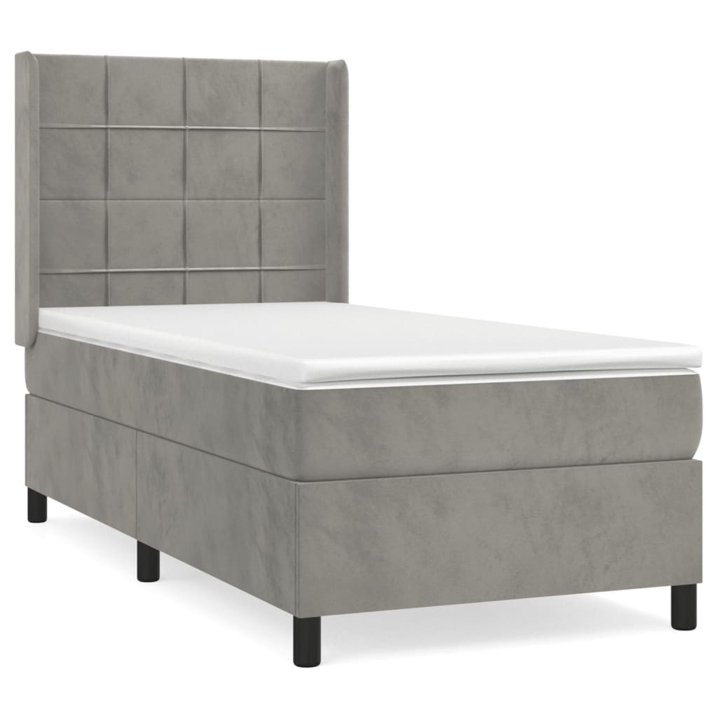 Giroletto a Molle con Materasso Grigio Chiaro 100x200cm Velluto | homemem39