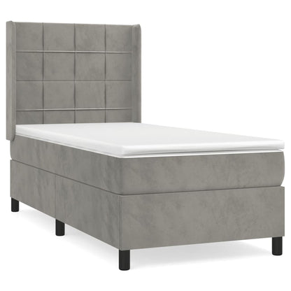 Giroletto a Molle con Materasso Grigio Chiaro 100x200cm Velluto | homemem39