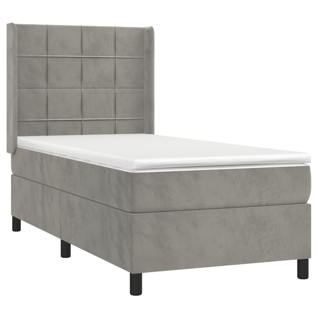 Giroletto a Molle con Materasso Grigio Chiaro 100x200cm Velluto | homemem39