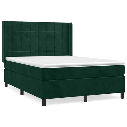 Giroletto a Molle con Materasso Verde Scuro 140x190 cm Velluto | homemem39