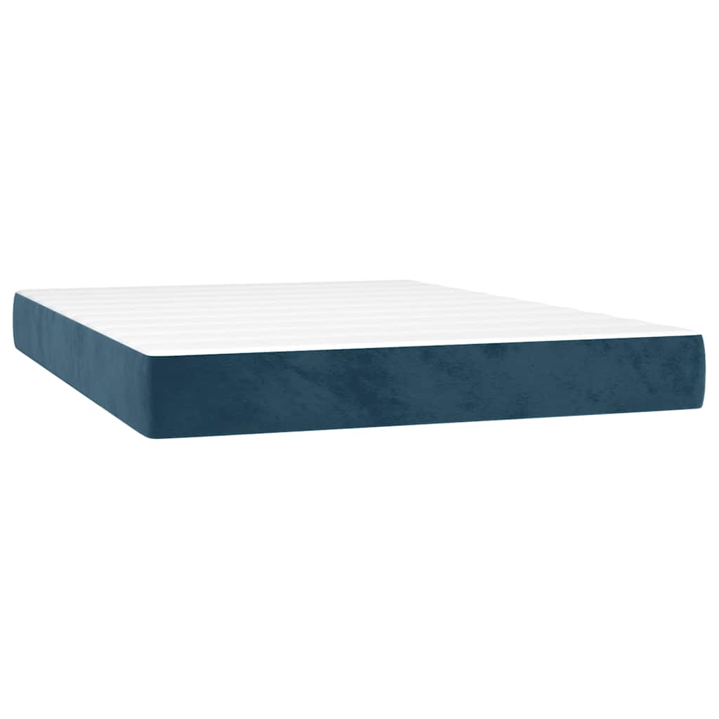 Giroletto a Molle con Materasso Blu Scuro 140x190 cm in Velluto | homemem39