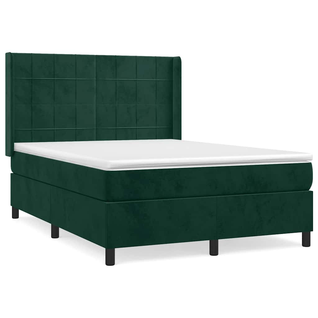 Giroletto a Molle con Materasso Verde Scuro 140x200 cm Velluto | homemem39