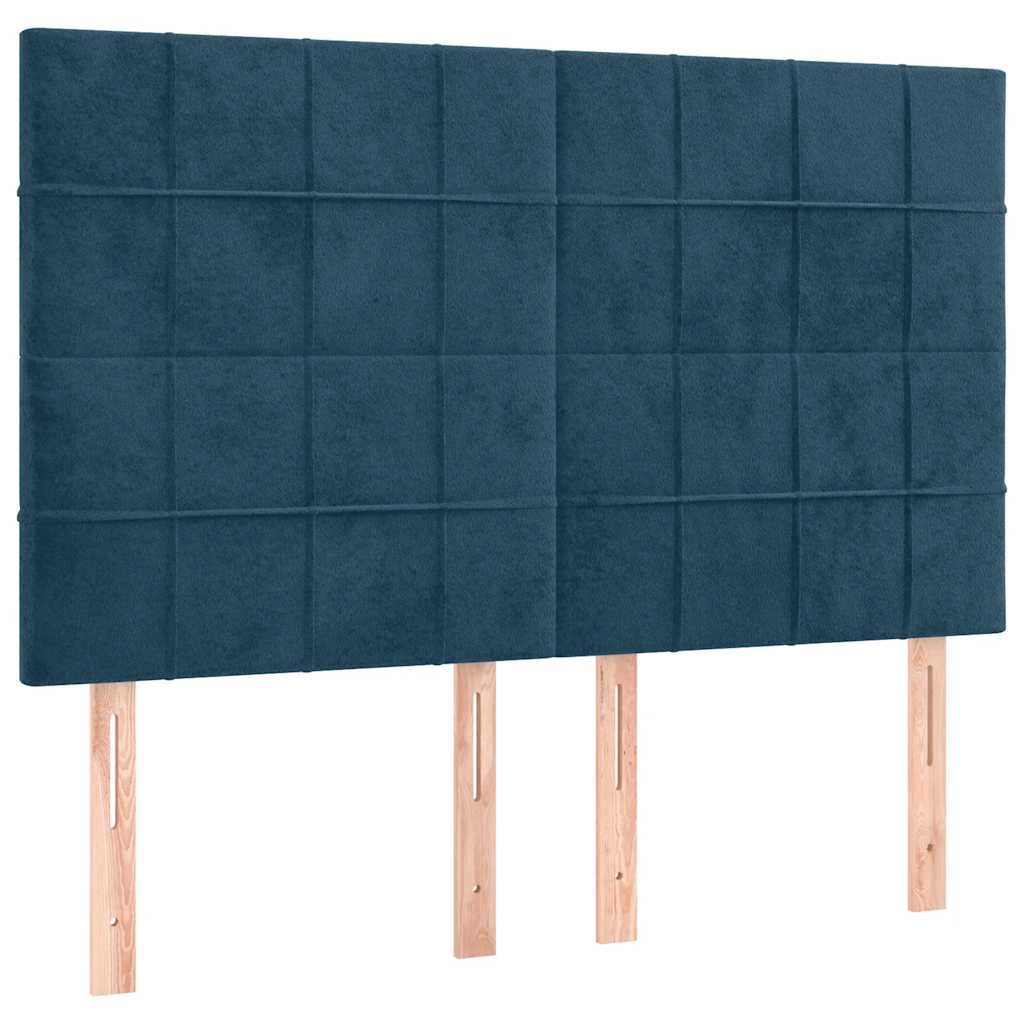 Giroletto a Molle con Materasso Blu Scuro 140x200 cm in Velluto | homemem39