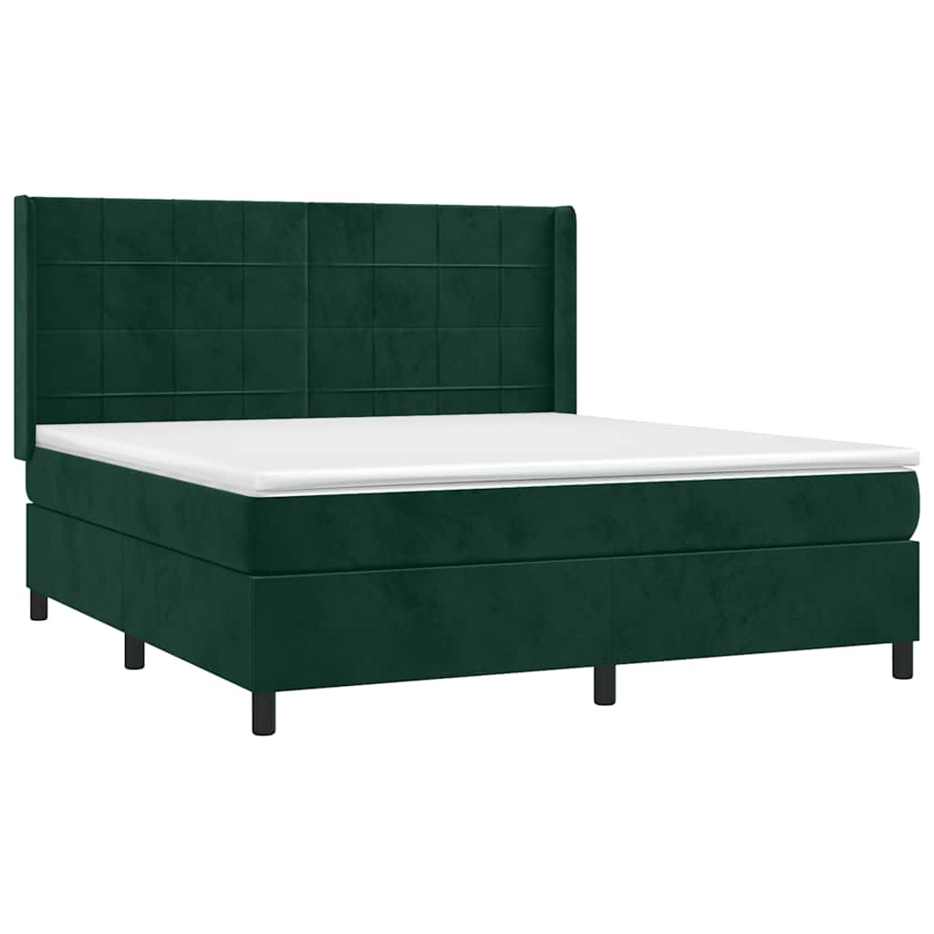 Giroletto a Molle con Materasso Verde Scuro 160x200 cm Velluto | homemem39