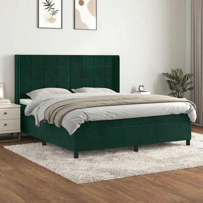 Giroletto a Molle con Materasso Verde Scuro 160x200 cm Velluto | homemem39