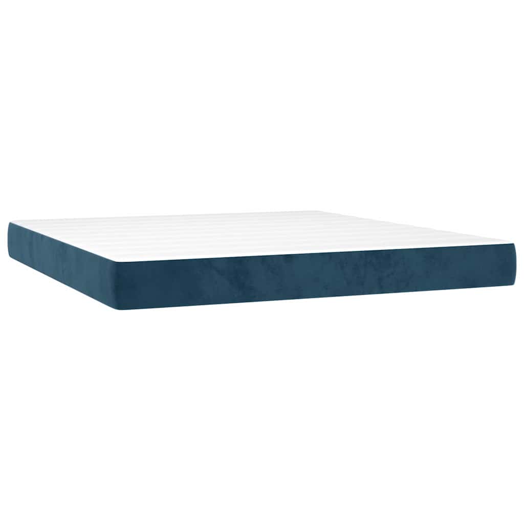 Giroletto a Molle con Materasso Blu Scuro 160x200 cm in Velluto | homemem39