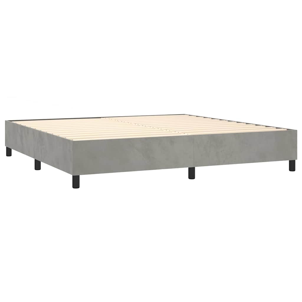 Giroletto a Molle con Materasso Grigio Chiaro 180x200cm Velluto