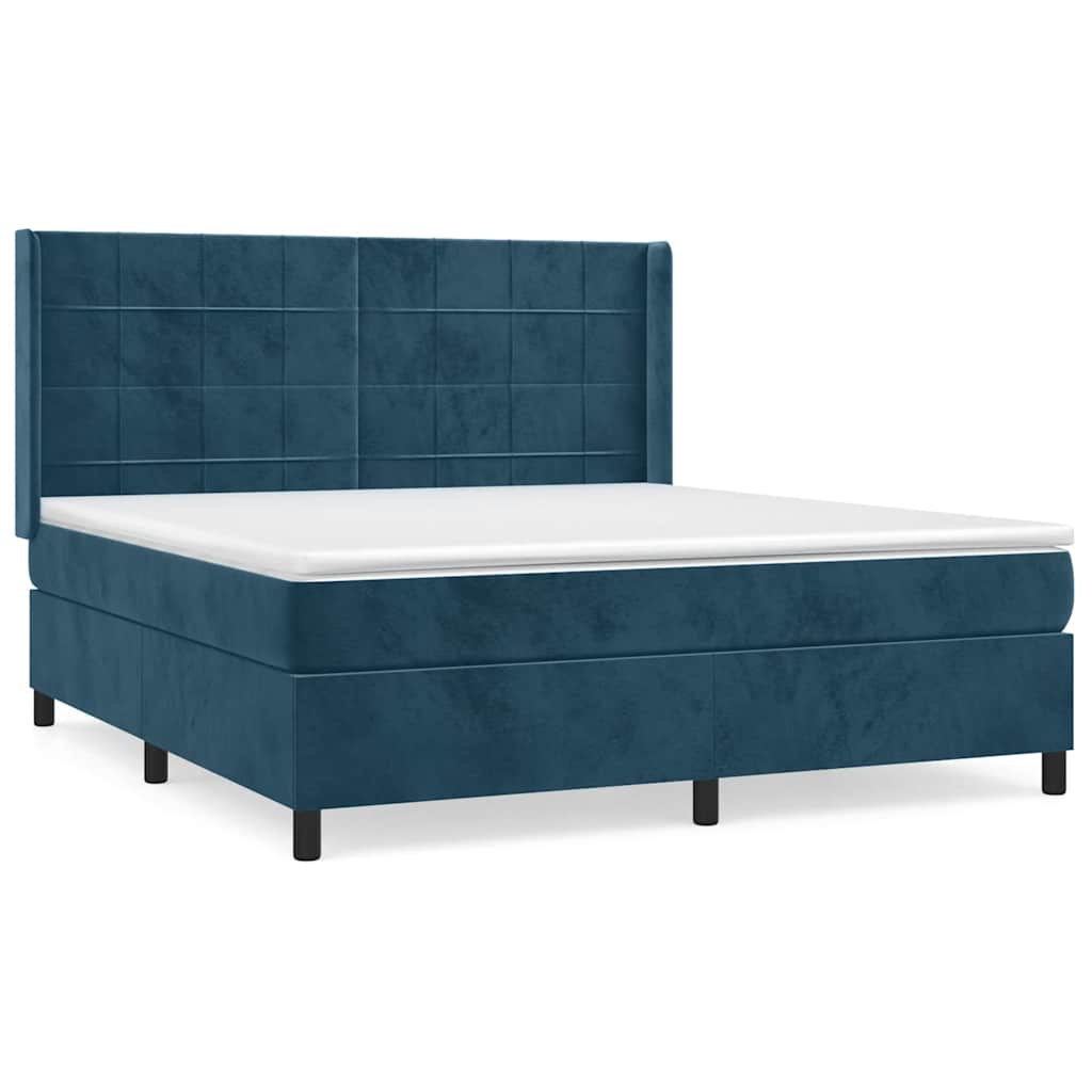 Giroletto a Molle con Materasso Blu Scuro 180x200 cm in Velluto | homemem39