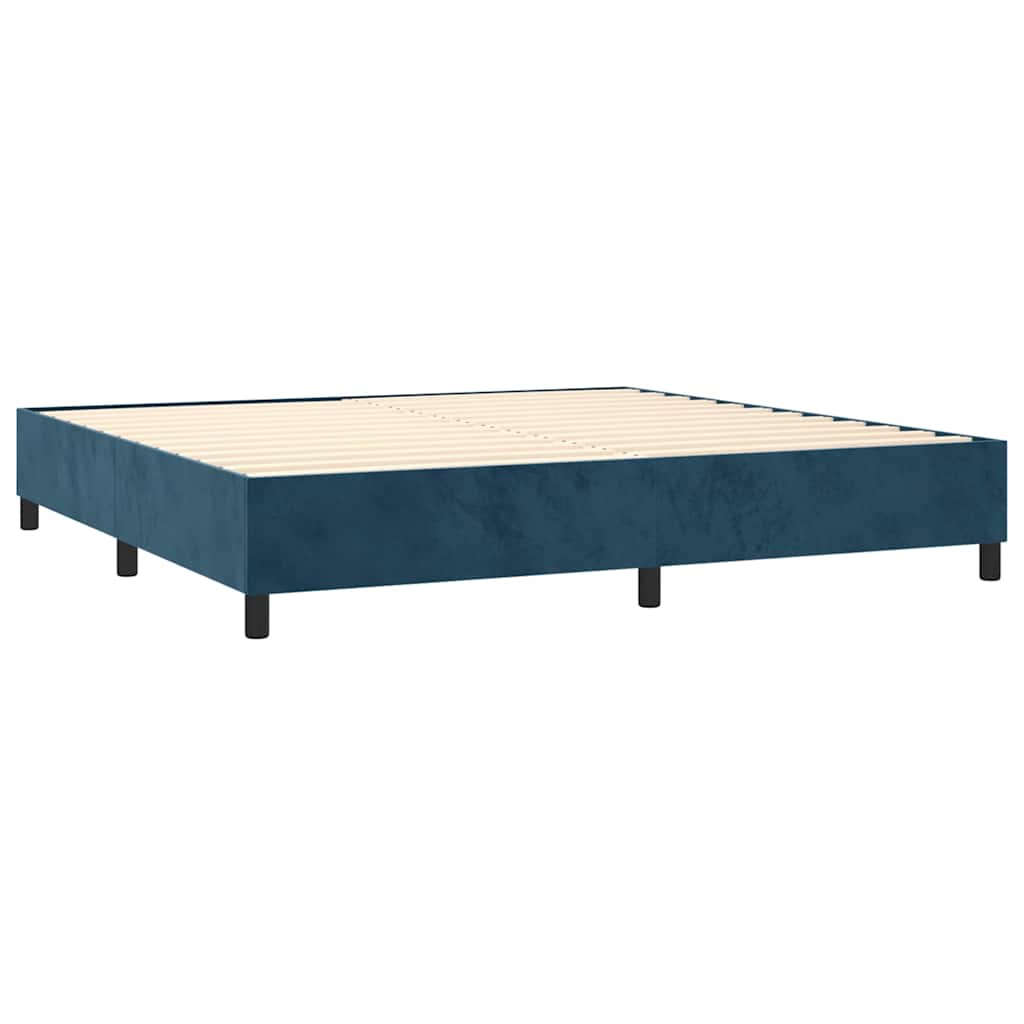 Giroletto a Molle con Materasso Blu Scuro 180x200 cm in Velluto
