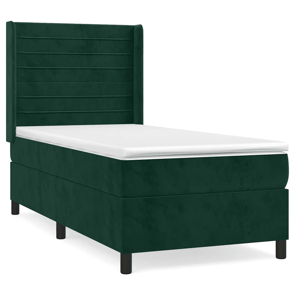 Giroletto a Molle con Materasso Verde Scuro 90x190 cm Velluto | homemem39