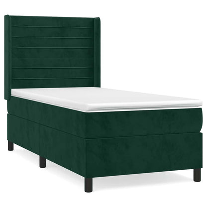 Giroletto a Molle con Materasso Verde Scuro 90x200 cm Velluto | homemem39