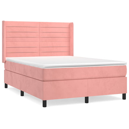 Giroletto a Molle con Materasso Rosa 140x200 cm in Velluto