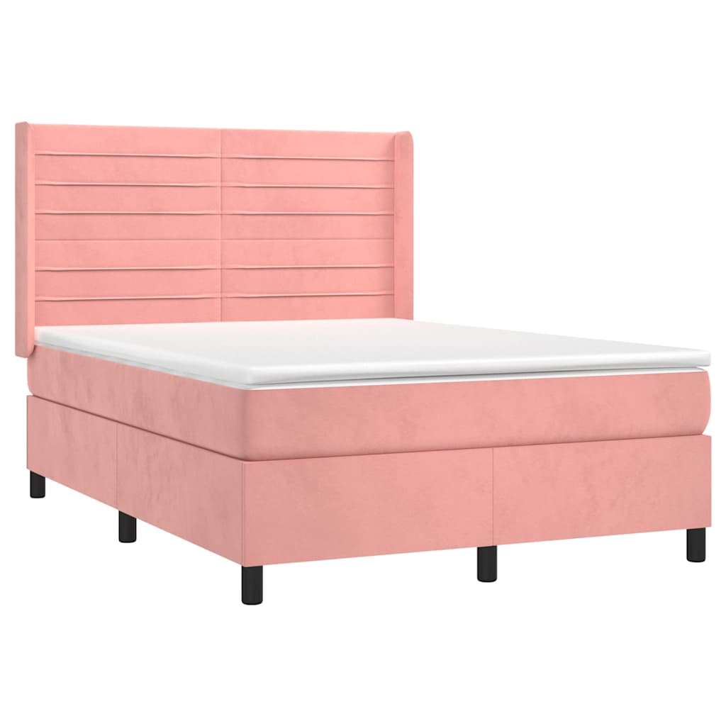 Giroletto a Molle con Materasso Rosa 140x200 cm in Velluto